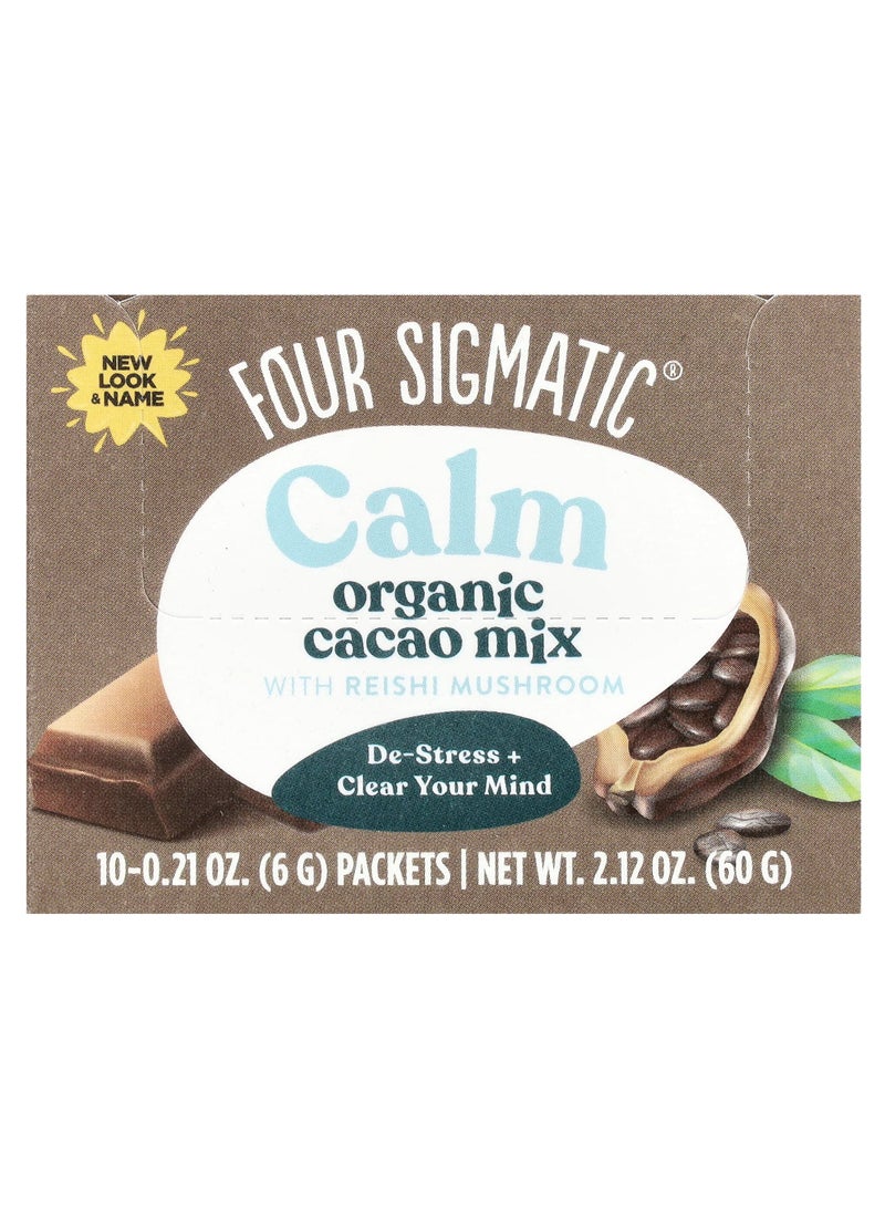 Calm, Organic Cacao Mix with Reishi Mushroom, 10 Packets, 0.21 oz (6 g) Each